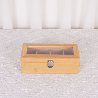 P Bamboo Wood Doge Wenwan Walnut Storage Box Babao Tea Coffee Storage Box Yagli Board Transparent Solid Wood Finishing Box