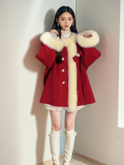 P fur collar jacket
