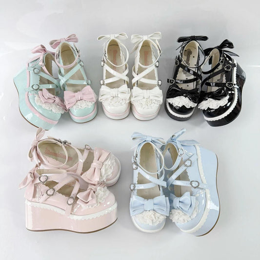P lolita small leather shoes lolita shoes women's Japanese soft girl jk spring new platform bow Mary Jane shoes
