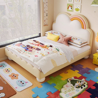 P rainbow bed boys and girls princess leather bed bedroom modern simple drawer storage small apartment children's room single bed