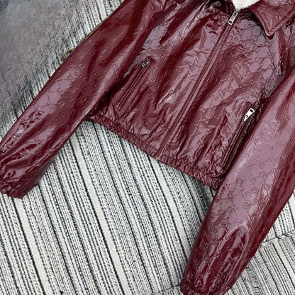 P patent leather short PU leather jacket