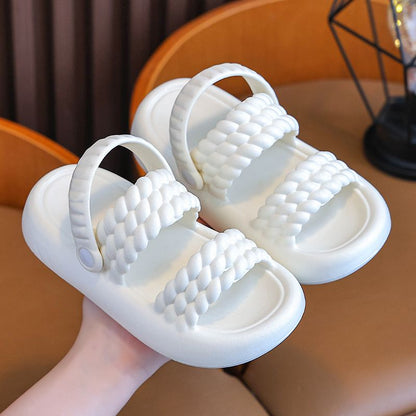 A girls sandals summer bow cute children slippers princess girl non-slip middle aged and older children two wear beach shoes