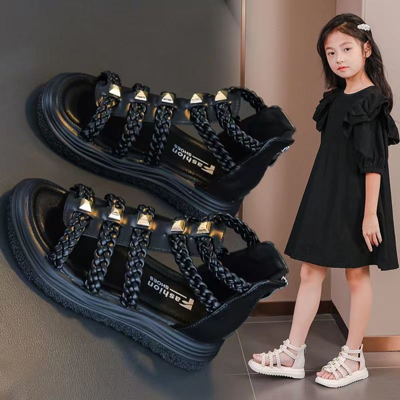 P new summer woven little girl baby princess roman shoes soft-soled open-toed children's sandals
