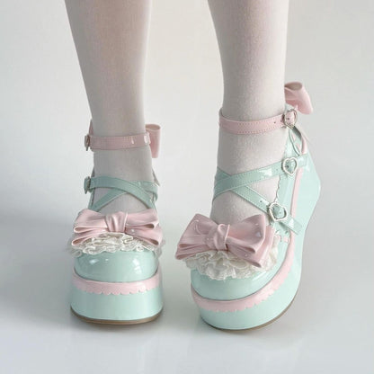 P lolita small leather shoes lolita shoes women's Japanese soft girl jk spring new platform bow Mary Jane shoes