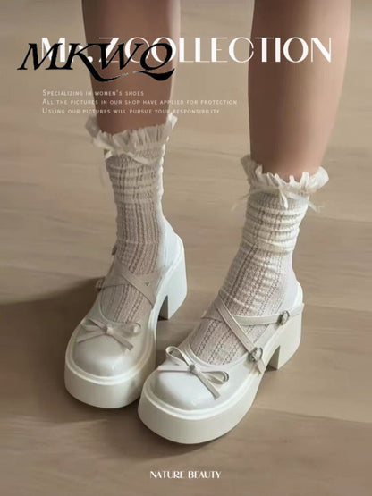 P lolita bow lace high heels