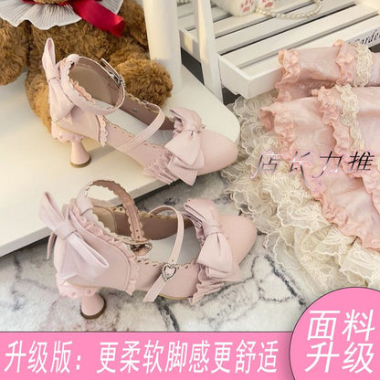 P lolita bow lace high heels