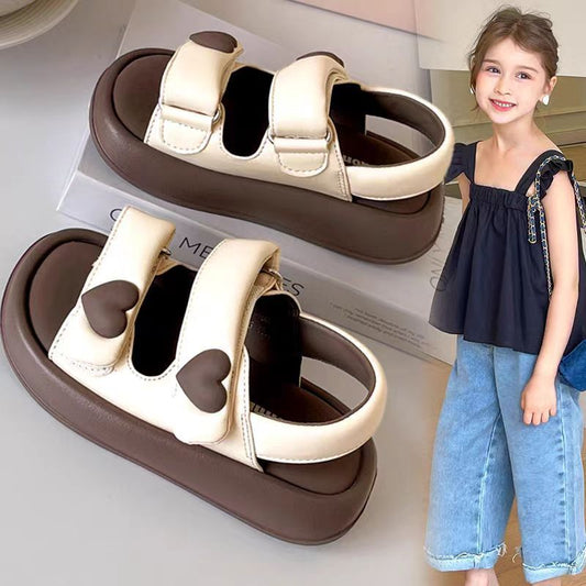 P Summer Little Girl Princess Shoes Lightweight and Lightweight Open-toed Beach Shoes