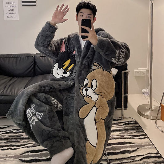 P men's coral fleece autumn and winter cartoon