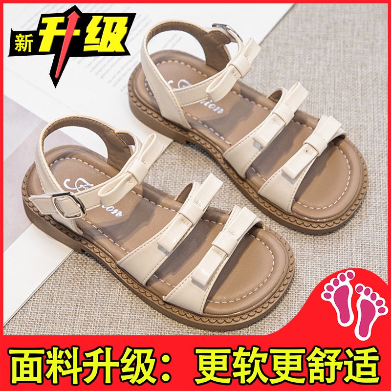 P new summer summer girl beach soft bottom Roman big children sandals