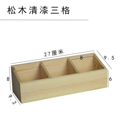 P Solid wood compartment storage box Item box