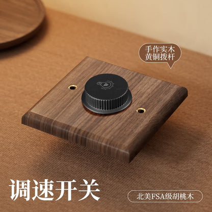 P  Black walnut brass lever power socket panel
