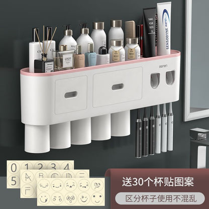 Toothbrush storage rack, non punching mouthwash cup, toothbrush cream, tooth cup storage, bathroom wall mounted rack, electric set - Mixbatch