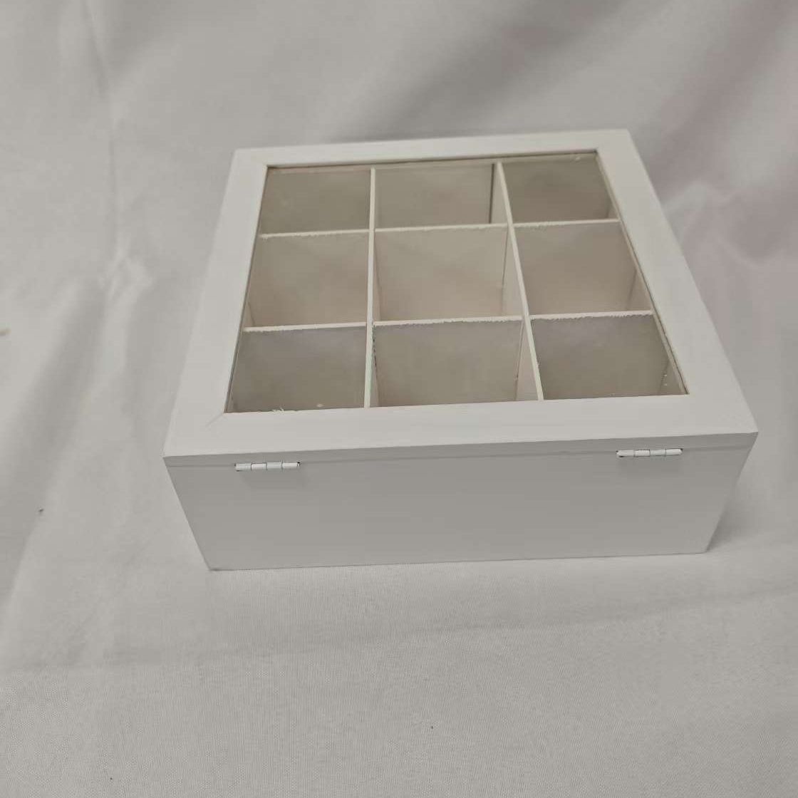 A desktop storage wooden box for tea bags and coffee bags