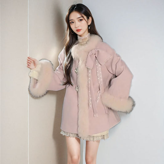 P fur collar jacket