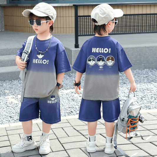 P Tongsen Children's Horse Children's Clothing Boys Short Sleeve T-Shirt Set