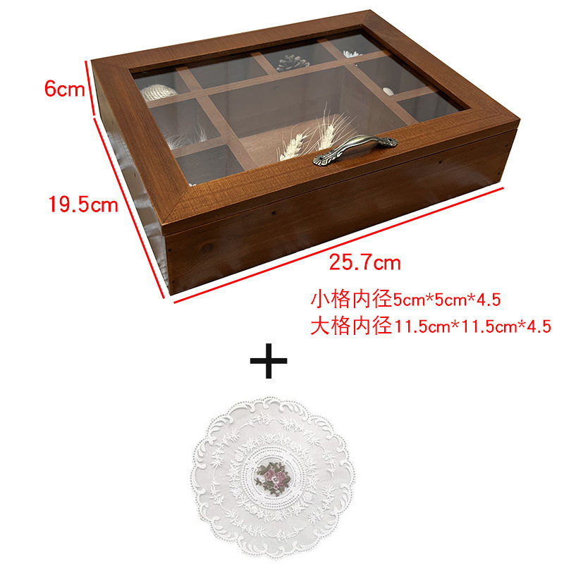 Desktop 9-grid solid wood storage box multi-function box