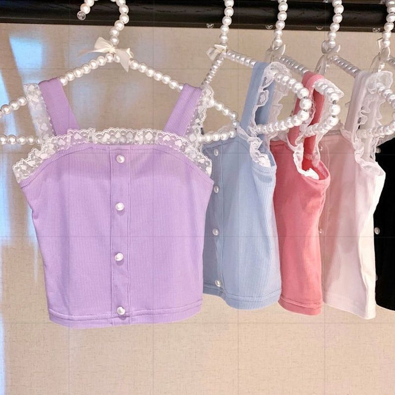 P women's pure cotton vest summer dress foreign Korean version baby girl summer thin casual versatile children's suspender top