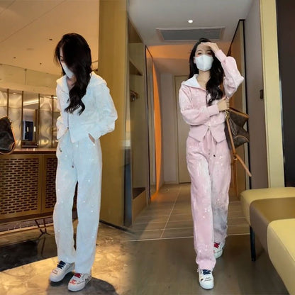 A Korean version loose coat fashionable sunscreen hooded top two-piece suit tide