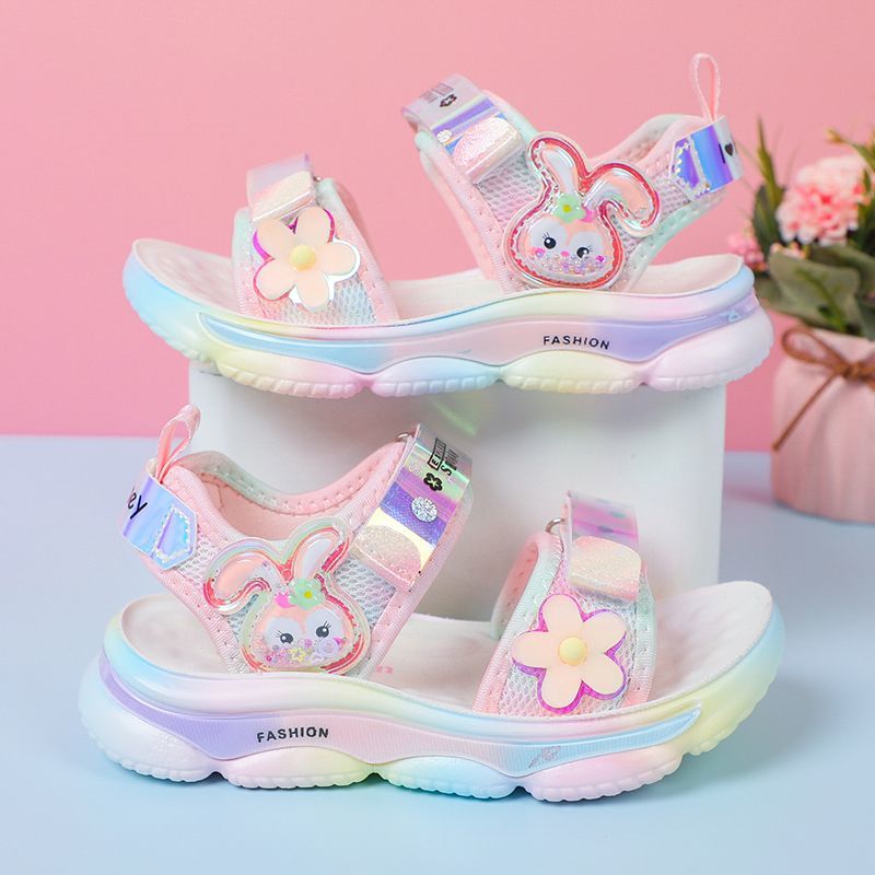 P girls sandals children's beach girls Xiaoxiangfeng summer sandals 6-12 years old students soft-soled non-slip older children's shoes