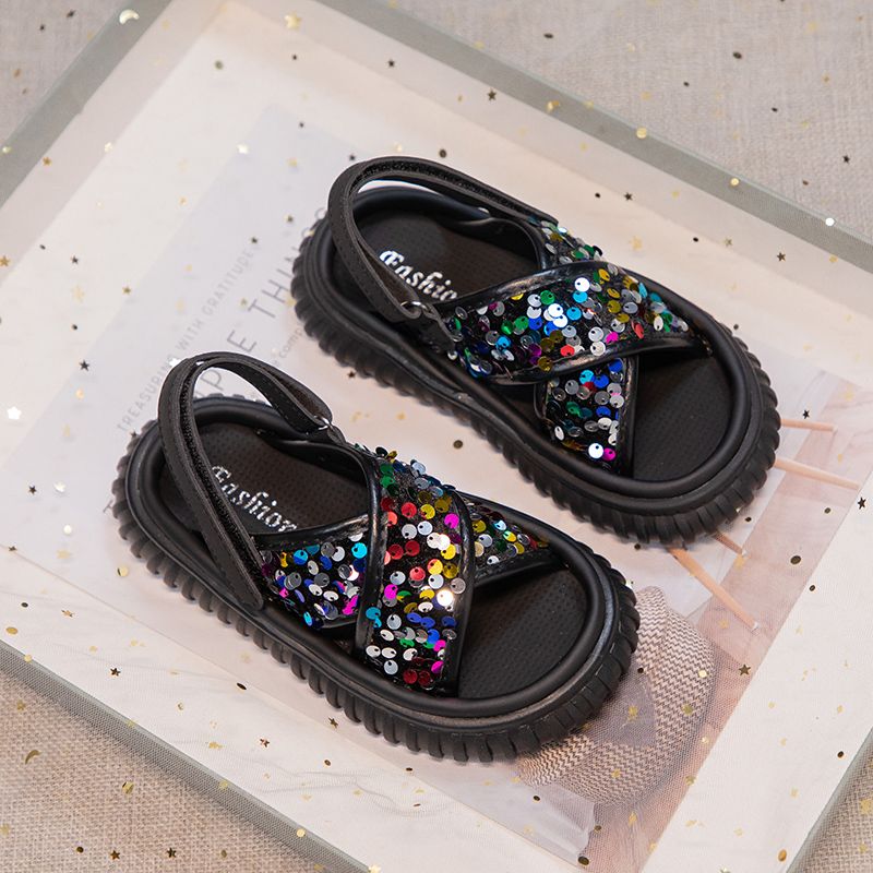 P new children's sports beach shoes girl sequined sandals popular among older children