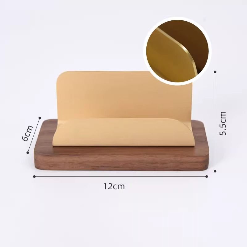 حامل عرض بطاقات العمل P، صندوق بطاقات عمل فاخر من الخشب الصلب والنحاس 