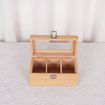 P Bamboo Wood Doge Wenwan Walnut Storage Box Babao Tea Coffee Storage Box Yagli Board Transparent Solid Wood Finishing Box