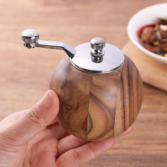 Hand-grinding pepper grinder Wooden black pepper particle grinding tool thickness adjustable freshly ground pepper seasoning bottle. - Mixbatch