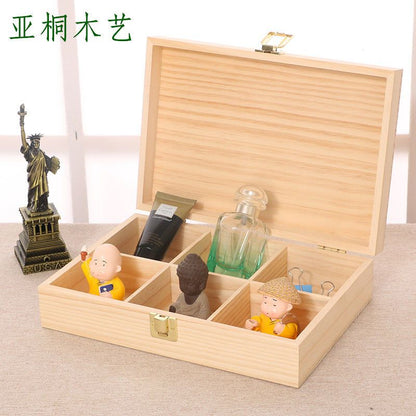 P large solid wood box multi-grid storage box tea gift box