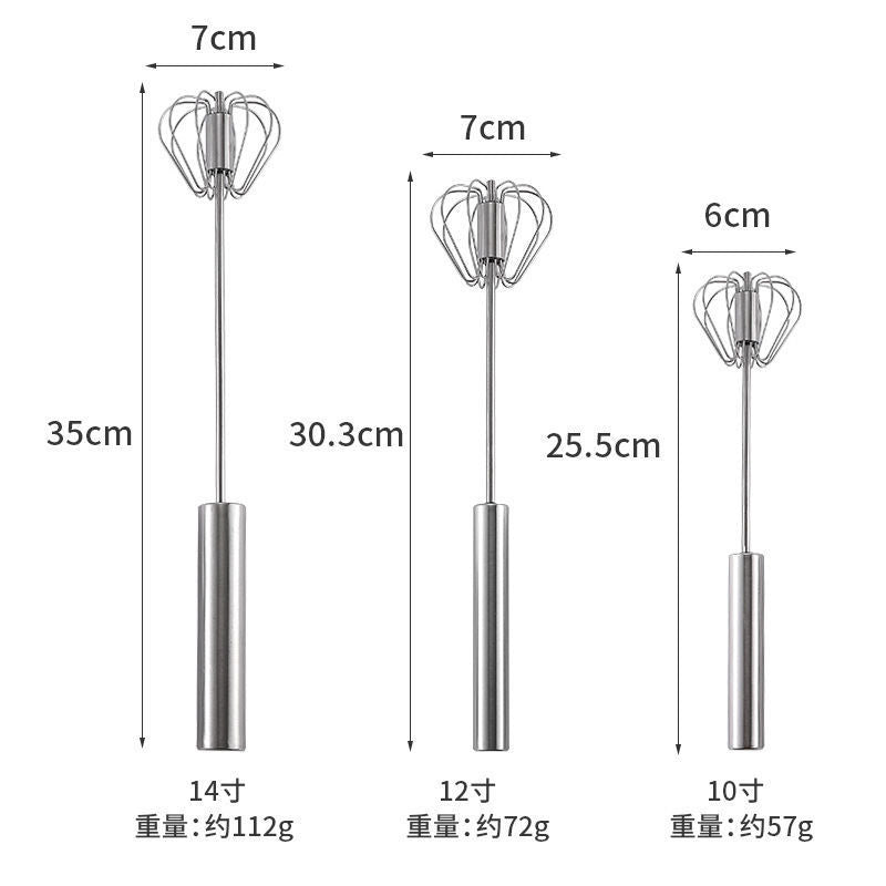 (VIDEO) 304 stainless steel whisk household 10 steel wire handheld semi-automatic cream whisk egg blender - Mixbatch