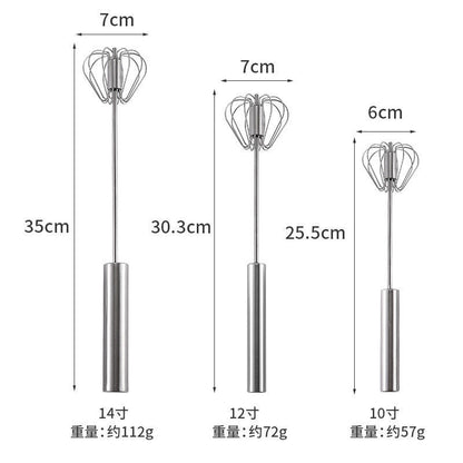 (VIDEO) 304 stainless steel whisk household 10 steel wire handheld semi-automatic cream whisk egg blender - Mixbatch