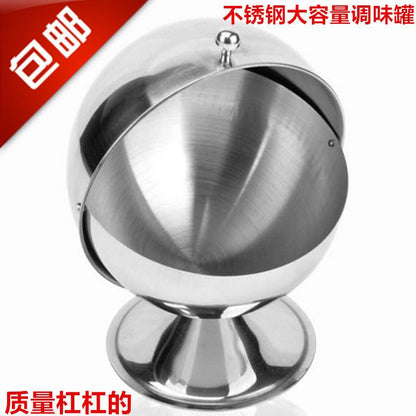 304 stainless steel sugar cube spherical seasoning jar flip storage jar creative seasoning jar tea candy jar sugar cup - Mixbatch