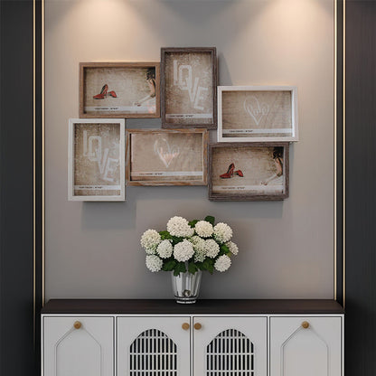 A retro American style wall decoration 6 grid 6 inch one-piece wall hanging photo frame image frame creative combination decorative photo wall