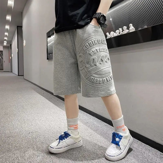 P children's clothing summer thin cotton medium and older children's five-point pants boys' medium pants summer clothing foreign style