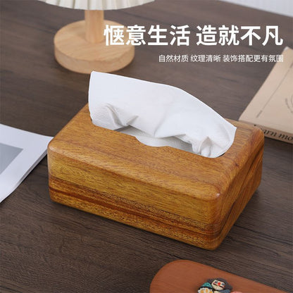 P high-grade solid wood pumping paper box magnetic whole wood hollowed out Thai gold teak solid wood decorative tissue box