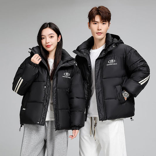 A new American winter striped couple thickened loose cotton-padded jacket bread warm and explosive cotton-padded jacket