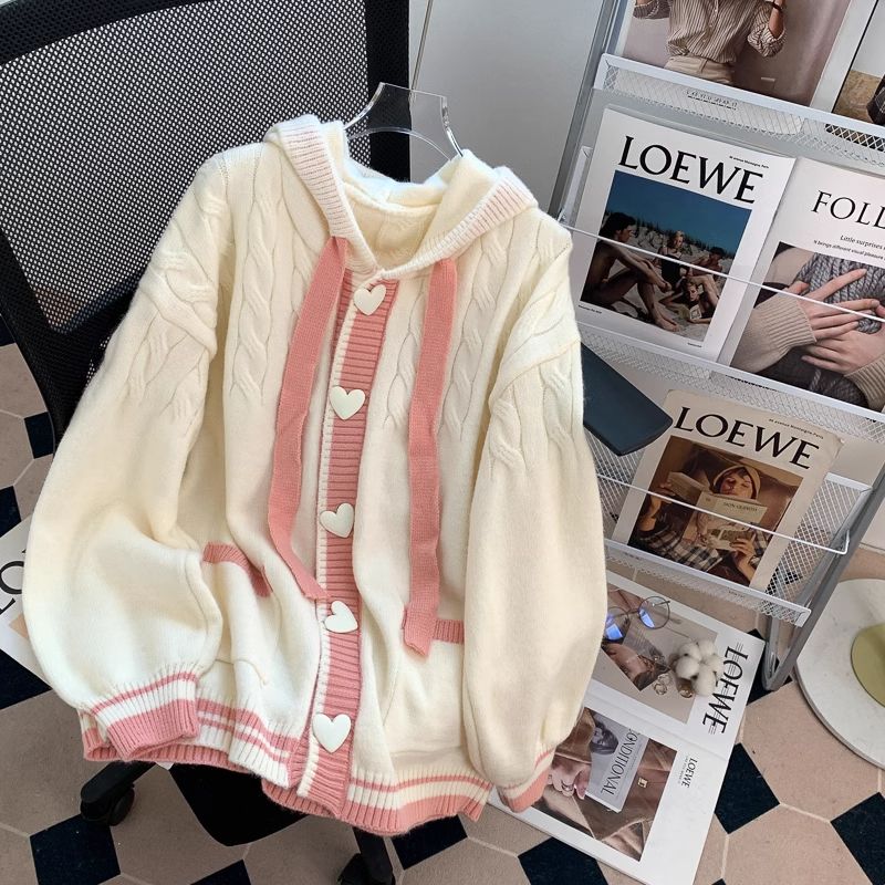 P autumn new wear loose wear age-reducing knitted cardigan