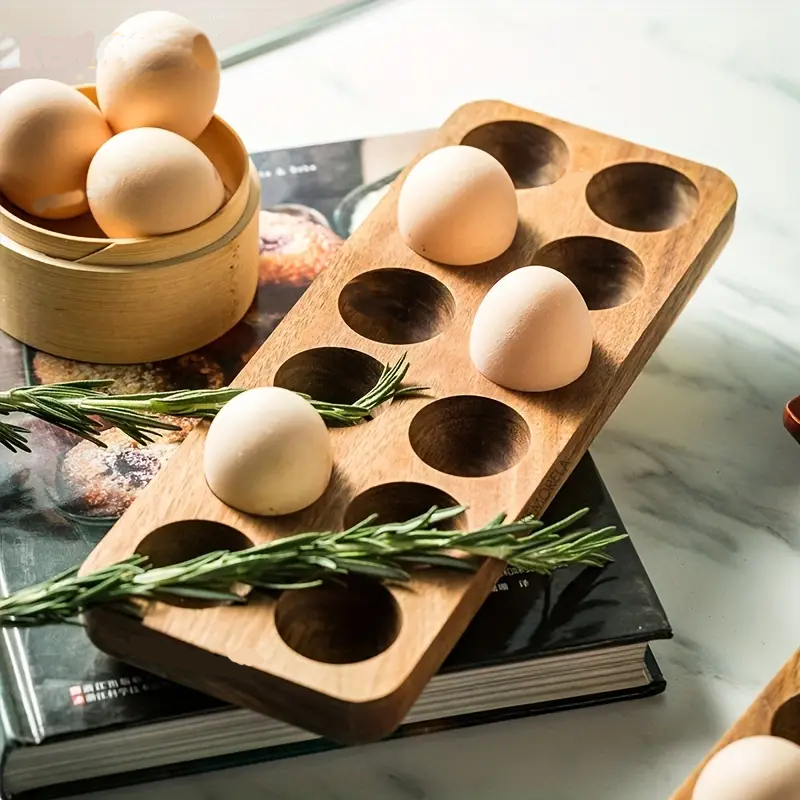 P Japanese-style solid wood egg storage box Acacia wood tray