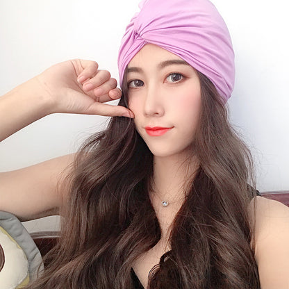 A korean new swim cap women's long hair fashion adult beach hat oversized bula head ladies hot spring swimming cap