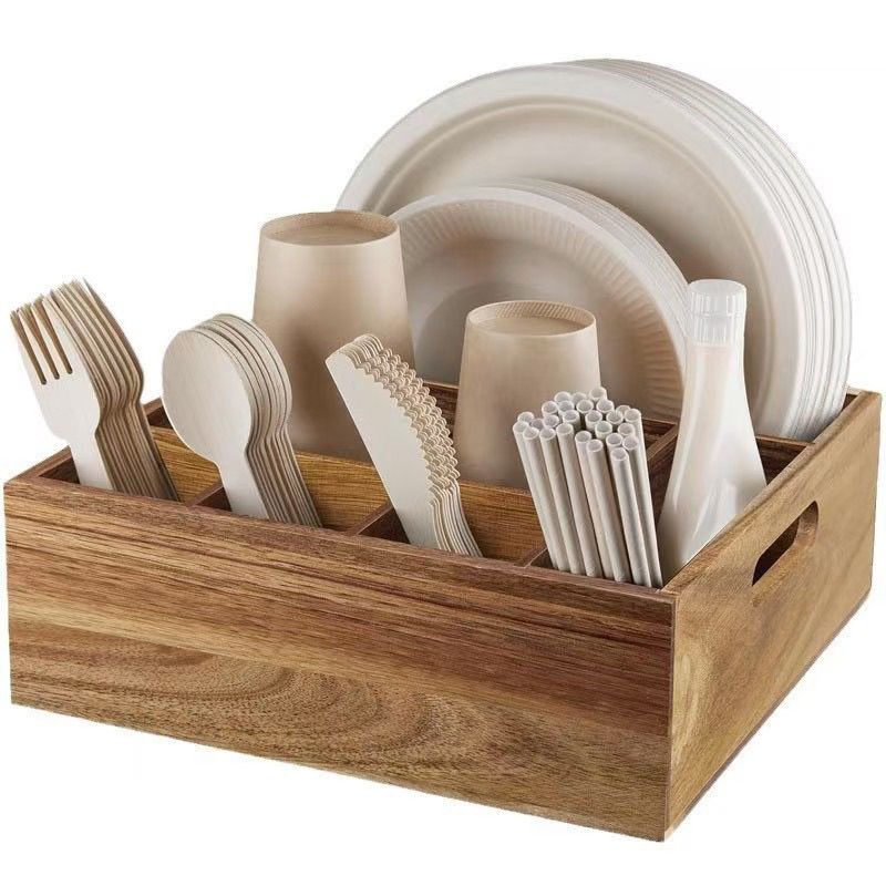 A Wooden kitchen knife and fork storage bo 50piece