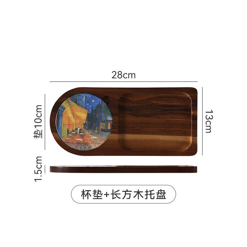 P Japanese style solid wood tray afternoon tea cake small plate
