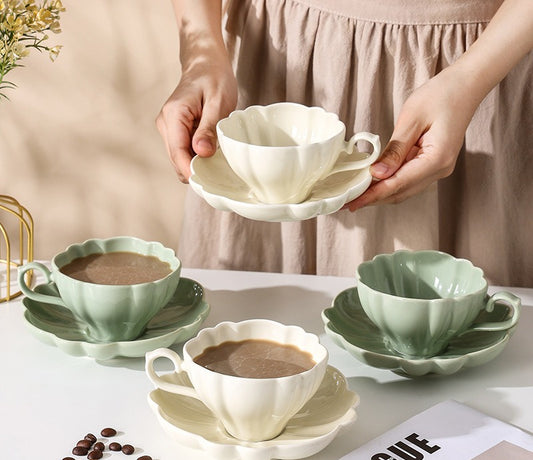 A lace coffee cup and saucer set