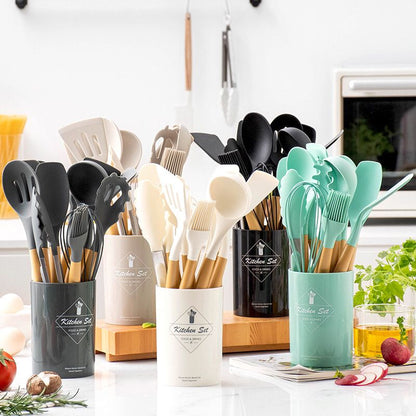 PP handle silicone kitchenware 12 piece set non-stick spatula cooking tools