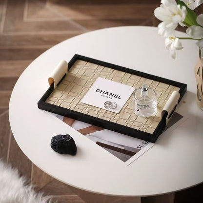 P Light luxury leather aromatherapy tray, living room coffee table entrance key, jewelry storage, hotel beauty salon desktop ornament