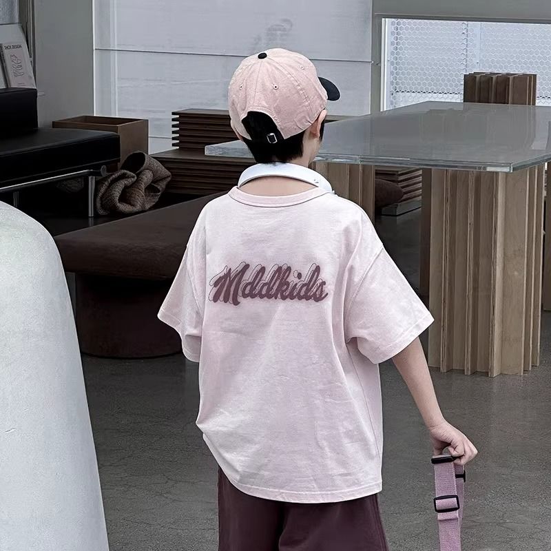 P foreign style new short-sleeved shorts boys handsome summer two-piece set trendy