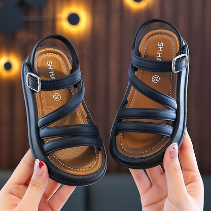 P children's girls sandals students cute versatile foreign style open-toed temperament summer new fashion Korean version of princess sandals