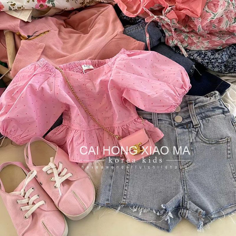 A girl suit summer two-piece fashion foreign domineering fried street Internet celebrity grade casual denim loose Korean version