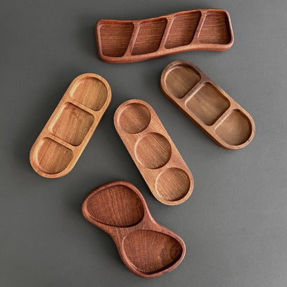 P Japanese-style solid wood tableware grid plate