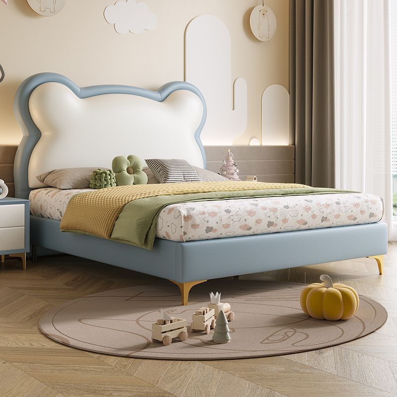 P soft bag solid wood bed children's bed boys and girls single bed European children Internet celebrity simple modern cloud soft bag bed