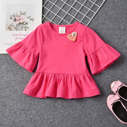 P Summer Girls Short Sleeve T-Shirt Baby Girl Infant Summer Clothing Trendy Children's Top 1 Children's Summer Clothes