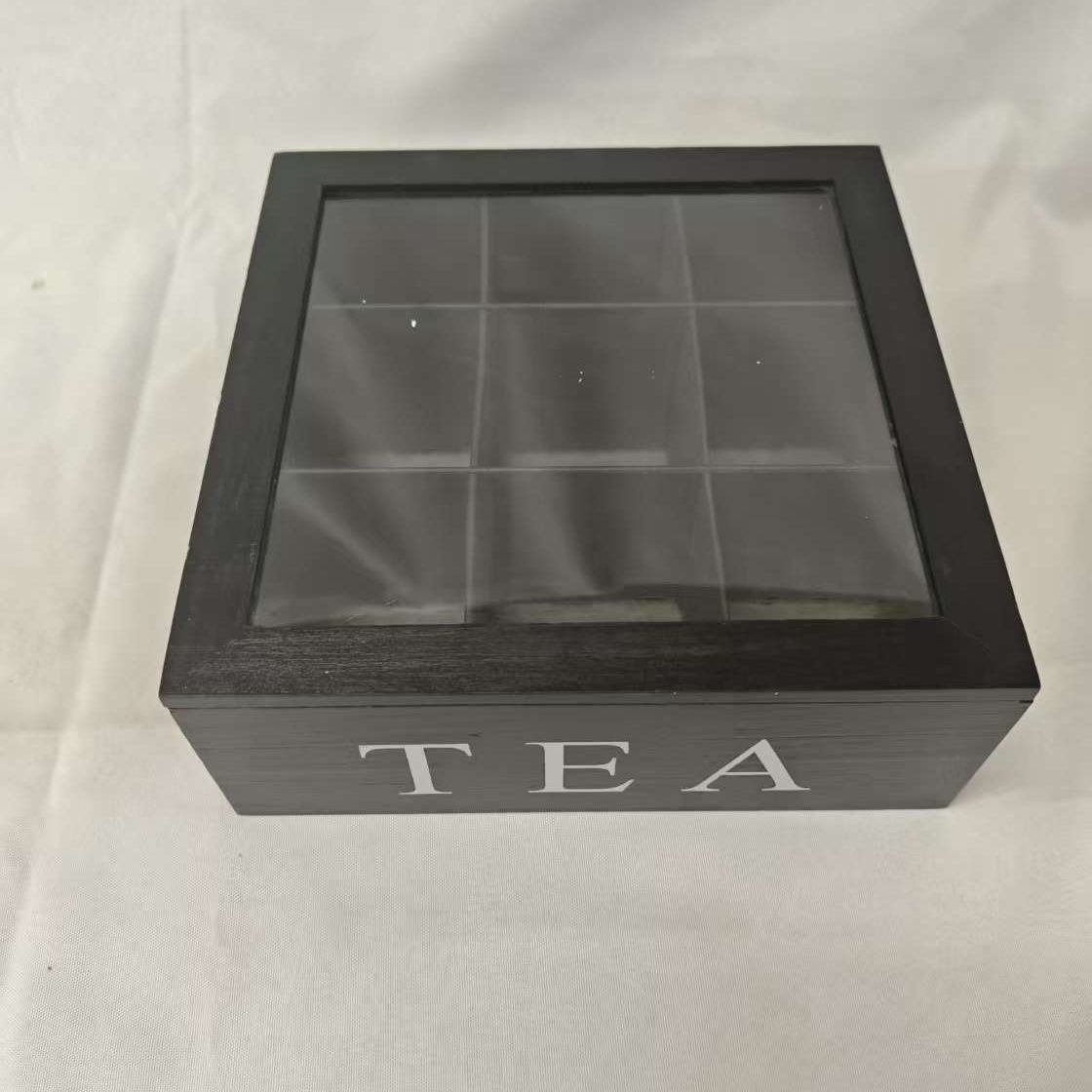 A desktop storage wooden box for tea bags and coffee bags